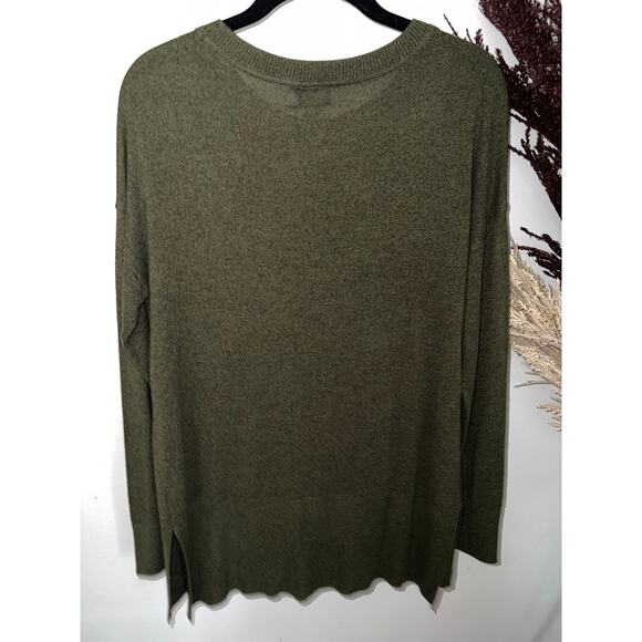 Worthington size M drop shoulder pullover long sweater heathered hunter green - Picture 4 of 6
